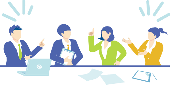 活発に議論しているビジネス会議のイラスト
