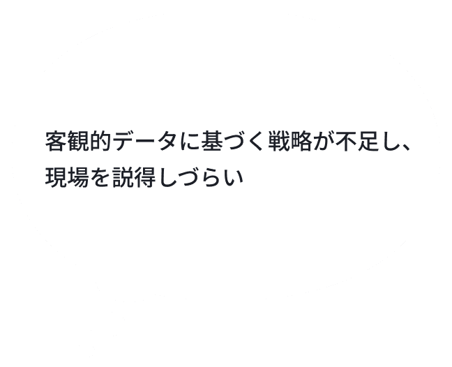 客観的データに基づく戦略が不足し、現場を説得しづらい